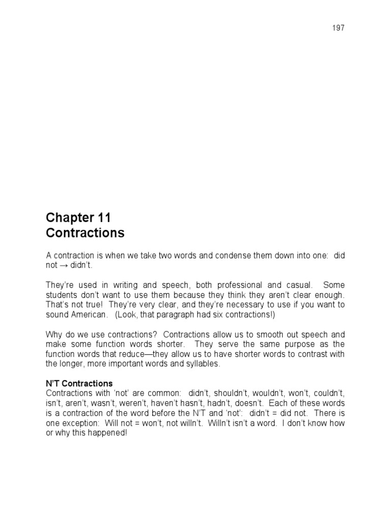 American English Pronunciation Chapter 11Contractions PDF