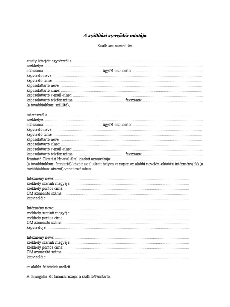 Szállítási szerződés minta | PDF