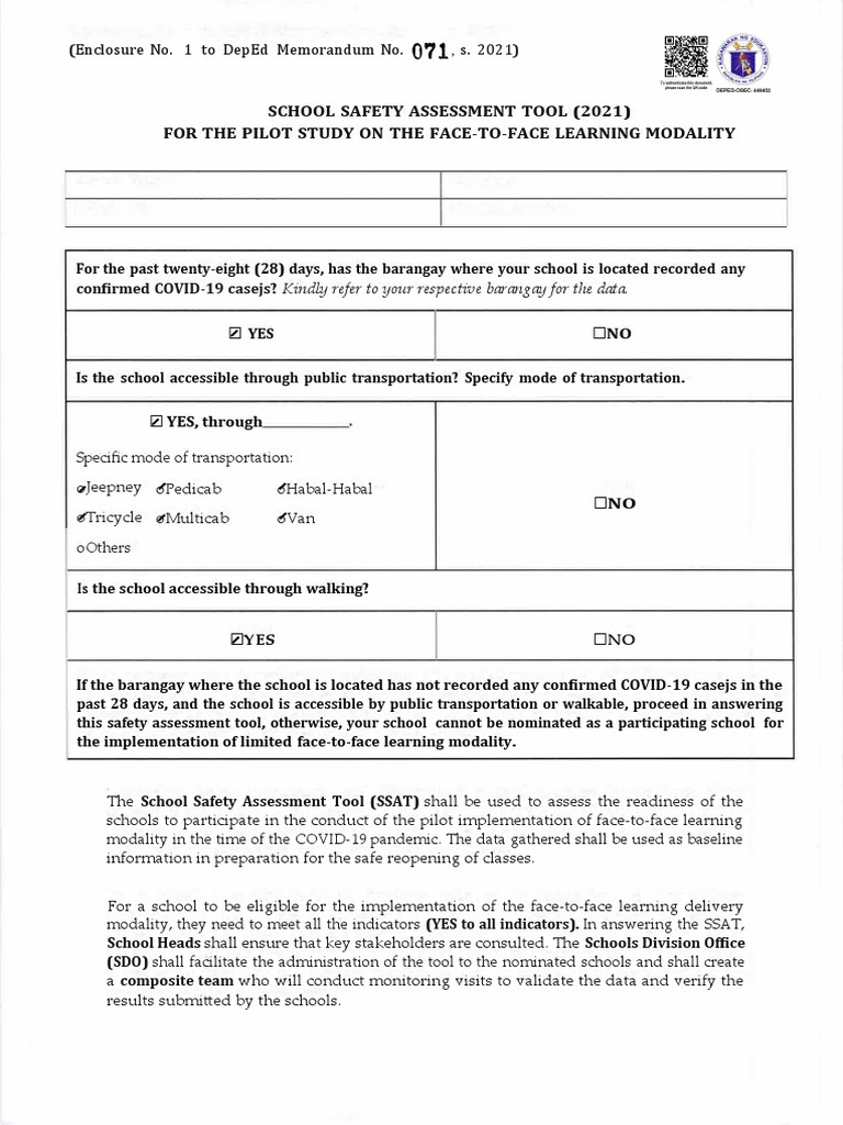 School Safety Assessment Tool PDF