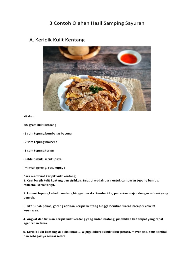 3 Contoh Olahan Hasil Samping Sayuran | PDF