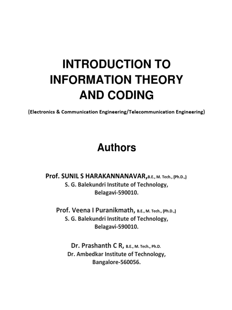 Information Theory and Coding Full Book | PDF | Information | Code