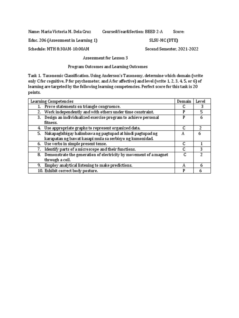 Assessment for lesson 3 educ 206 dela cruz maria victoria m beed 2