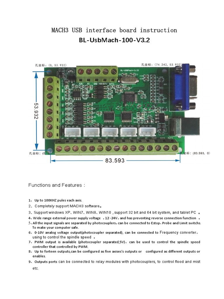 USB MACH3 Interface Board BL-UsbMACH-100-V32 Instruction | PDF | Usb ...