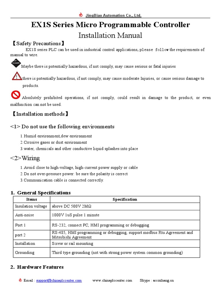 EX1S Series PLC Installation Manual | PDF | Programmable Logic ...