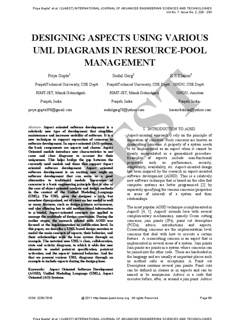 8.ijaest Vol No 7 Issue No 2 Designing Aspects Using Various Uml ...