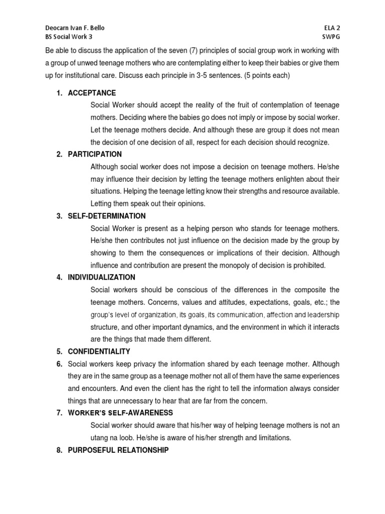 Principles of Group Work for Teen Mothers | PDF | Social Work | Privacy