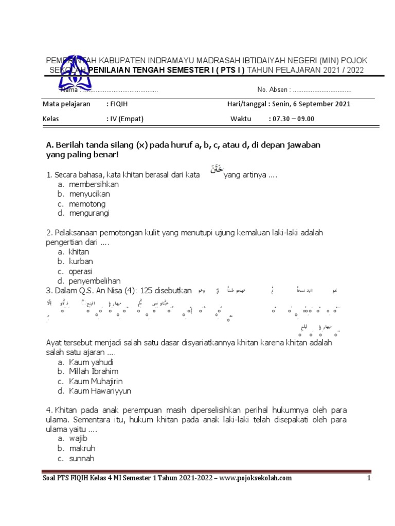Menjelajahi Dunia Fikih: Panduan Lengkap Soal Ujian Semester 1 Kelas 4 Madrasah Ibtidaiyah