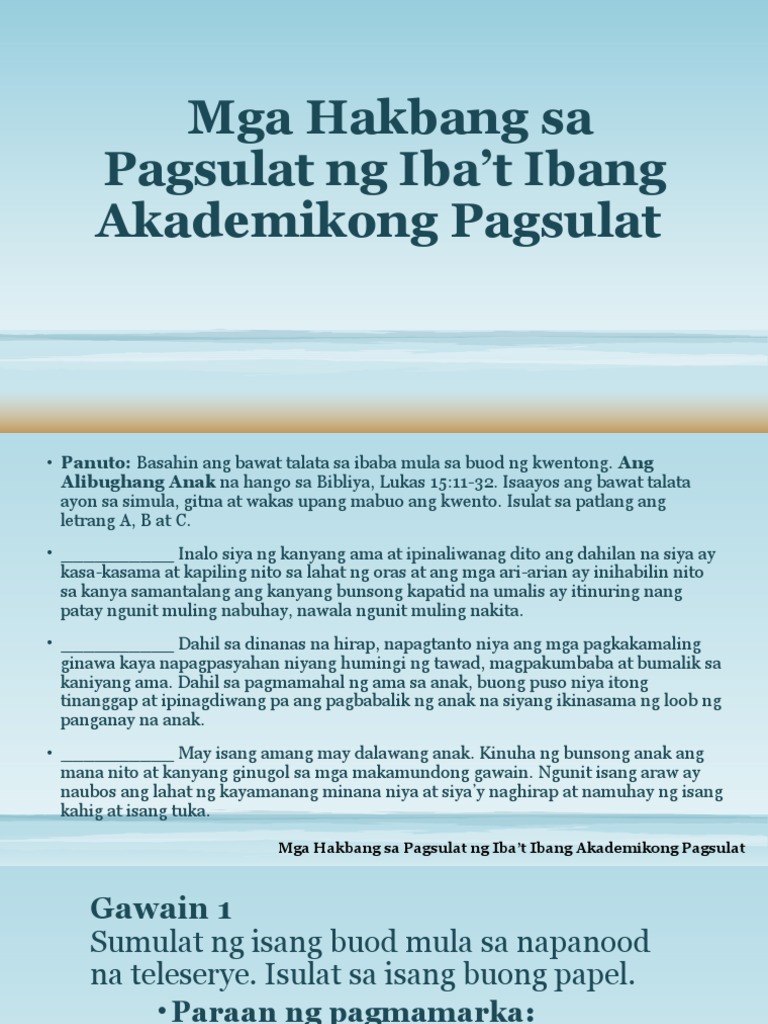 Mga Hakbang Sa Pagsulat NG Iba't Ibang Akademikong Pagsulat Week2 ...