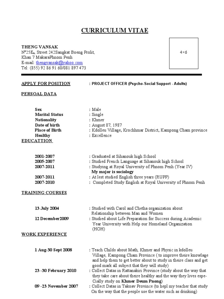 Curriculum vitae format in word image
