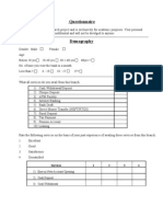 Bank Questionnaire