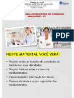 Noções sobre atendente de farmácia e medicamentos