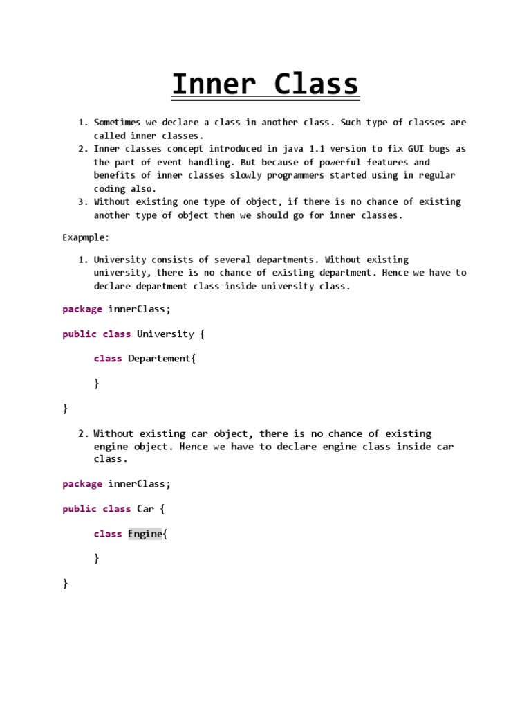 Java Inner Class Types Explained | PDF | Computers