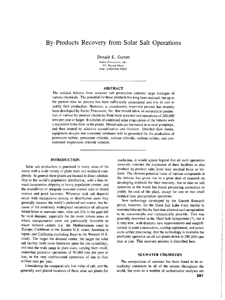 By-Products from Solar Salt Production | PDF | Salt | Crystallization