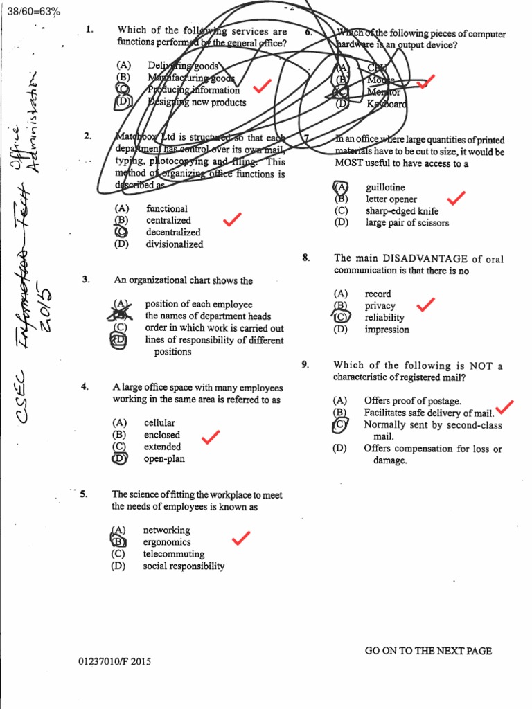 Office Management and Communication Quiz | PDF | Cheque | Credit Card