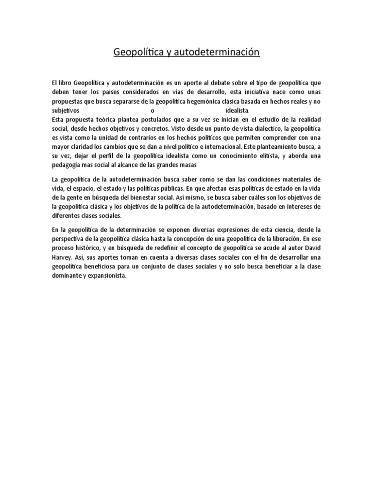 Geopolítica y autodeterminación social | PDF