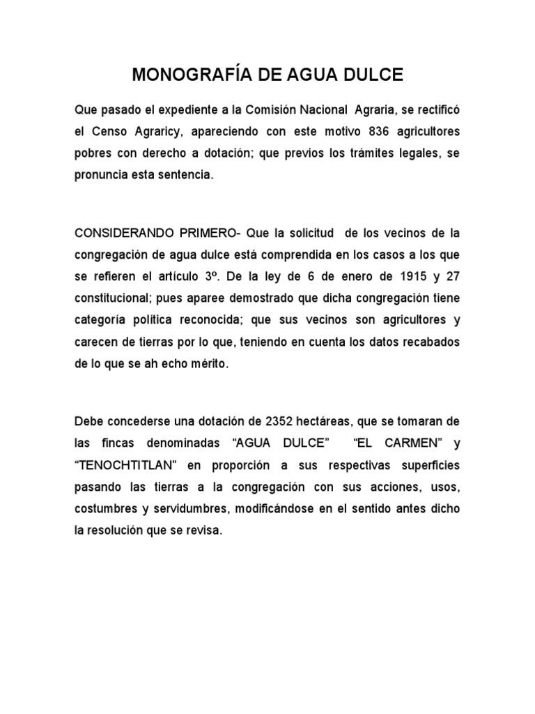BIOGRAFIA Completa Agua Dulce | PDF | Agricultura | Propiedad, image size:768x1024