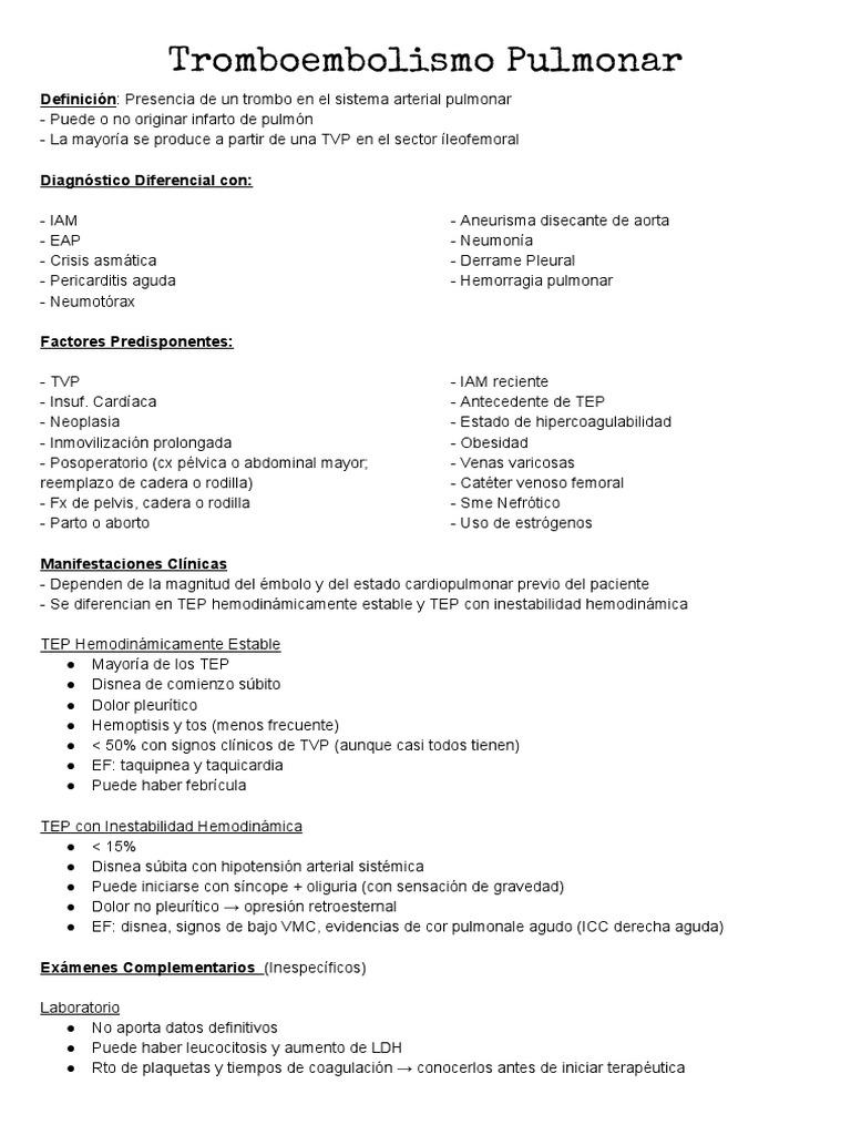 Tep Pulmonar Pdf | Guia De Embolia Pulmonar Pdf – KOAUJQ