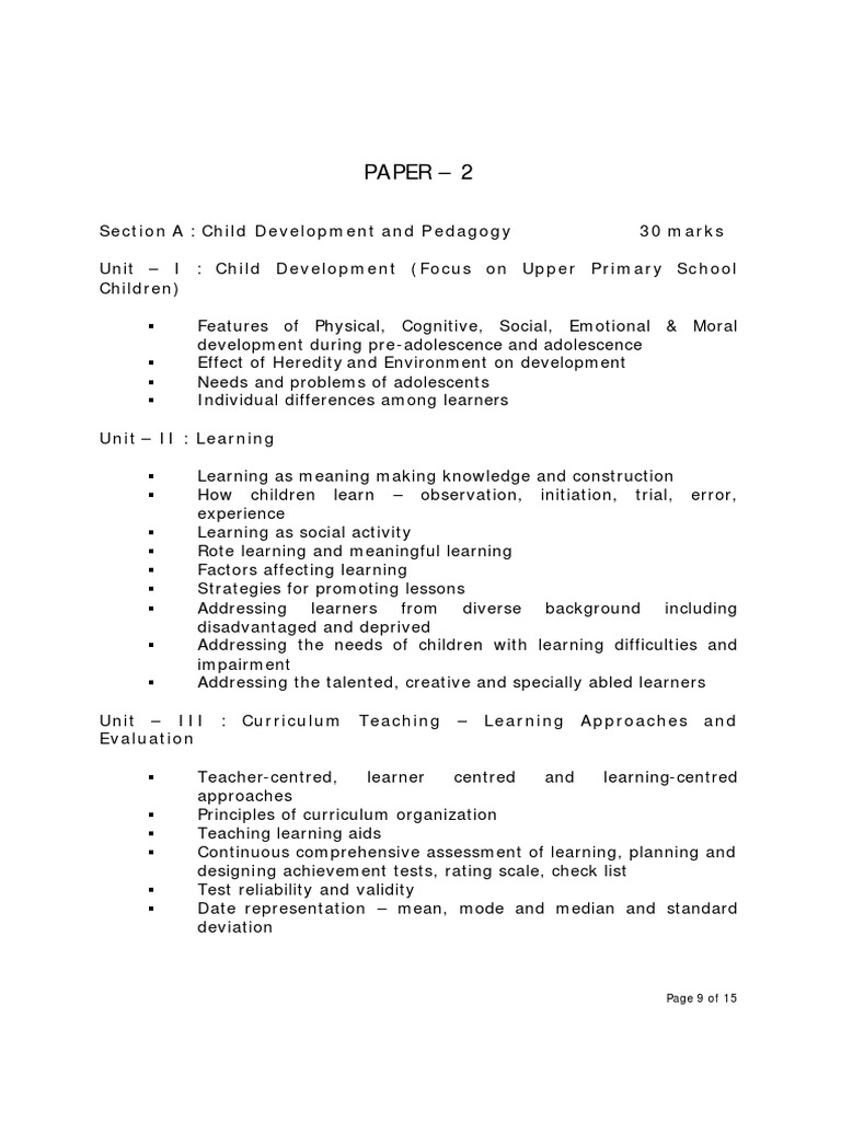 OTET 2025 Paper 2 Syllabus Overview | PDF | Learning | Reading ...
