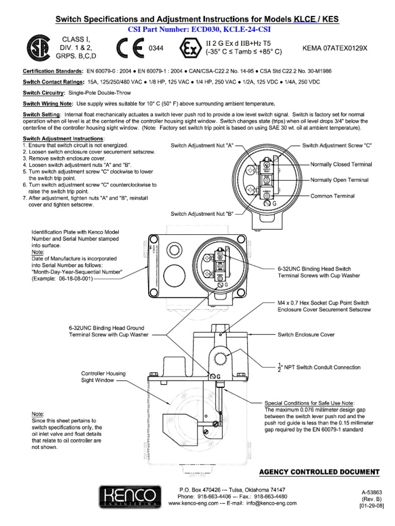 B13. Compressor Oil System Kenco Klce Oil Level Controllers PDF