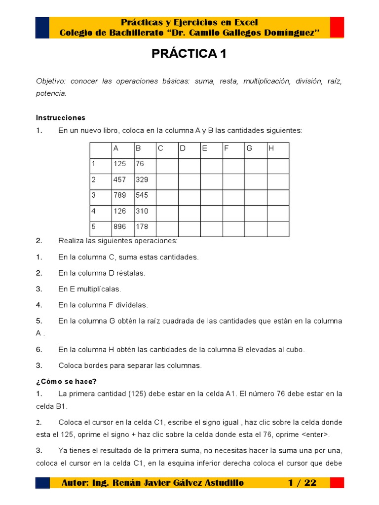 Prácticas Básicas de Excel para Estudiantes | PDF | Microsoft Excel ...