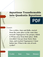 Equations Transformable Into Quadratic Equations
