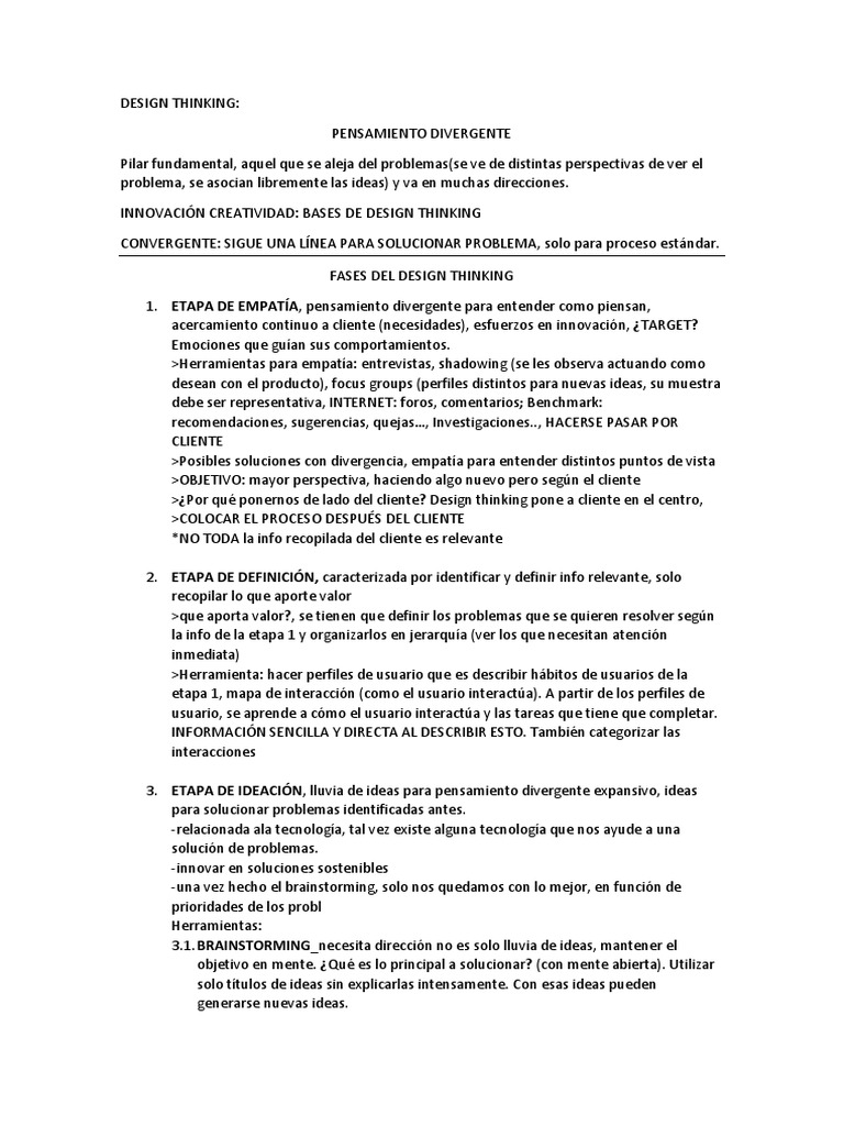 Fases del Design Thinking para Innovación | PDF | El pensamiento de ...