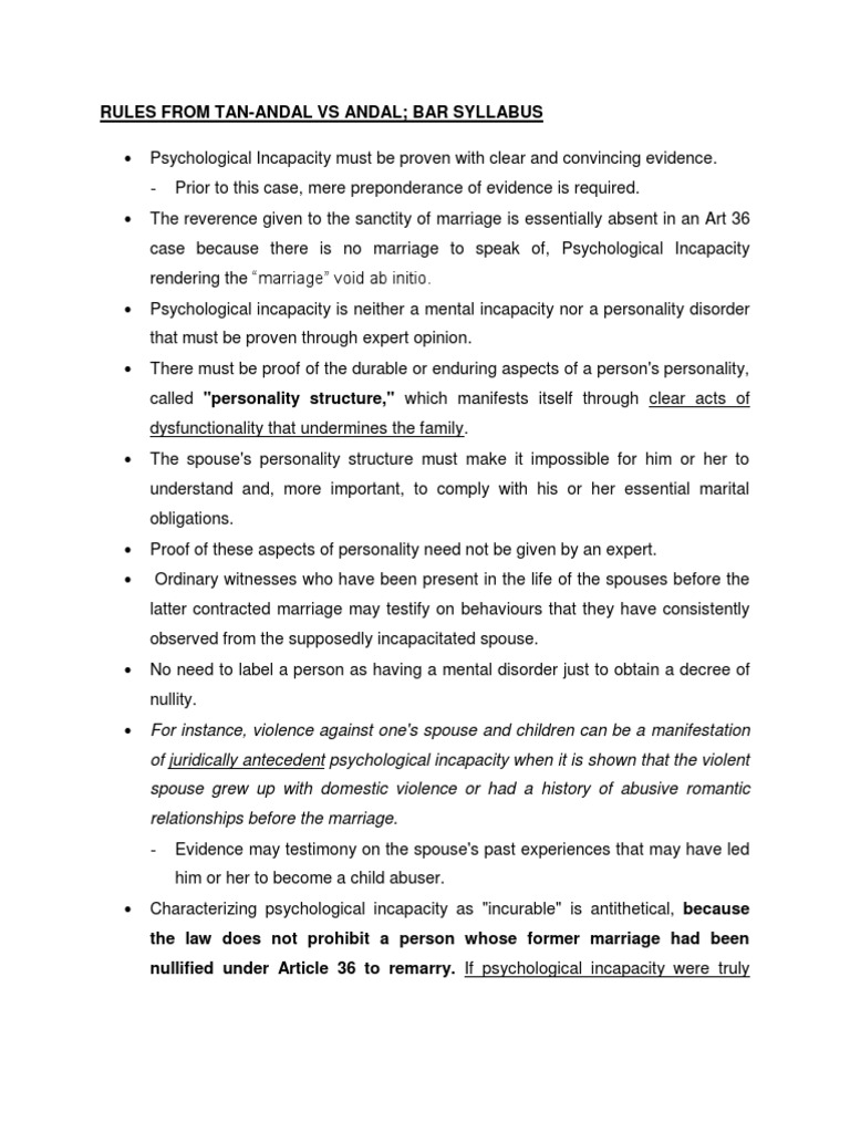 Tan andal vs andal buller pointers pdf marriage annulment