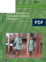 Améliorer La Gestion de L'enseignement Primaire À Madagascar - Résultats D'une Expérimentation Randomisée (World Bank - 2010)
