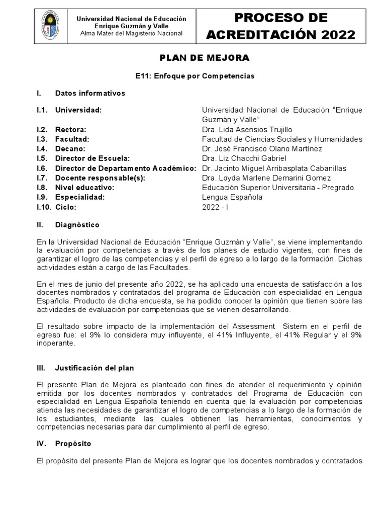 Plan de Mejora en Lengua Española | PDF | Evaluación | Método de enseñanza
