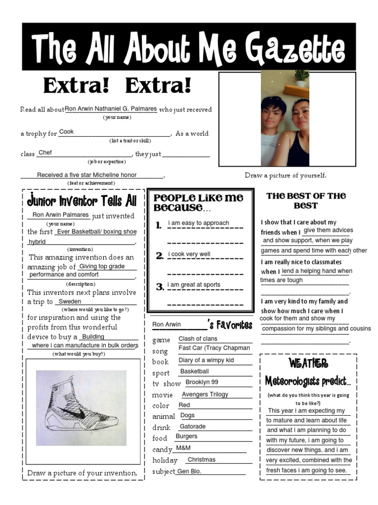 All About Me Gazette PDF