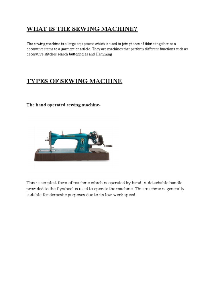 An InDepth Look at the History and Types of Sewing Machines PDF Sewing Machine Sewing