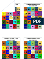 Lotería de tablas de multiplicar juego didáctico
