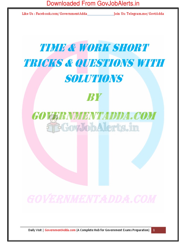 Time & Work PDF by Govjobalerts - in | PDF | Mathematics
