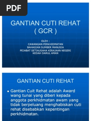 Gantian Cuti Rehat Gcr Pdf