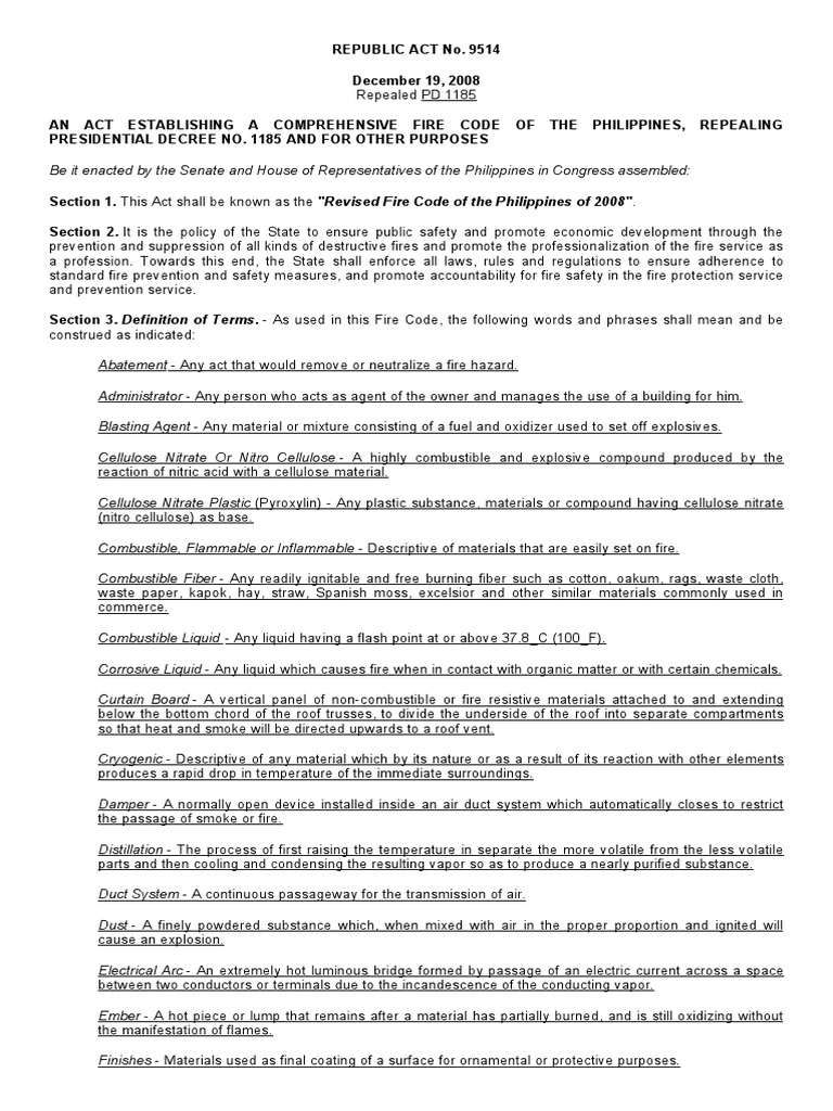 Ra 9514 Revised Fire Code | PDF | Fire Safety | Fires