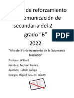 Fichas de Reforzamiento de Comunicación de Secundaria Del 2