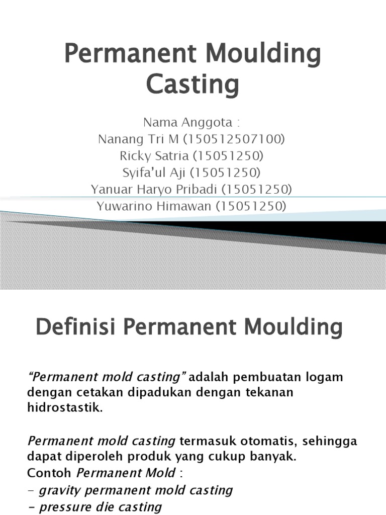 Permanent Moulding Casting PDF