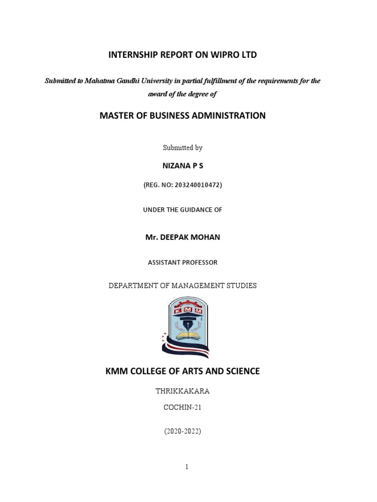 Nizana P S Internship Report - WIPRO LTD | PDF | Cloud Computing ...