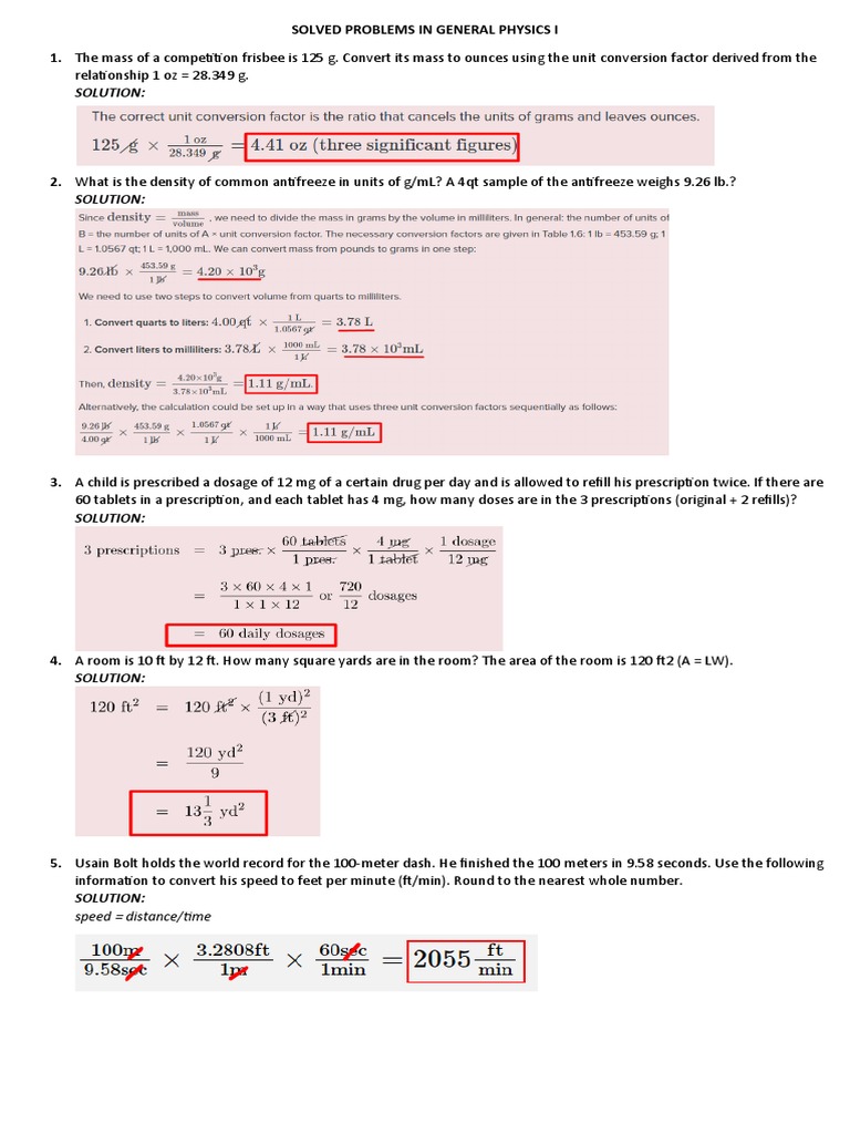 Solved Problems Physics Chapter 1 | PDF | Litre | Volume