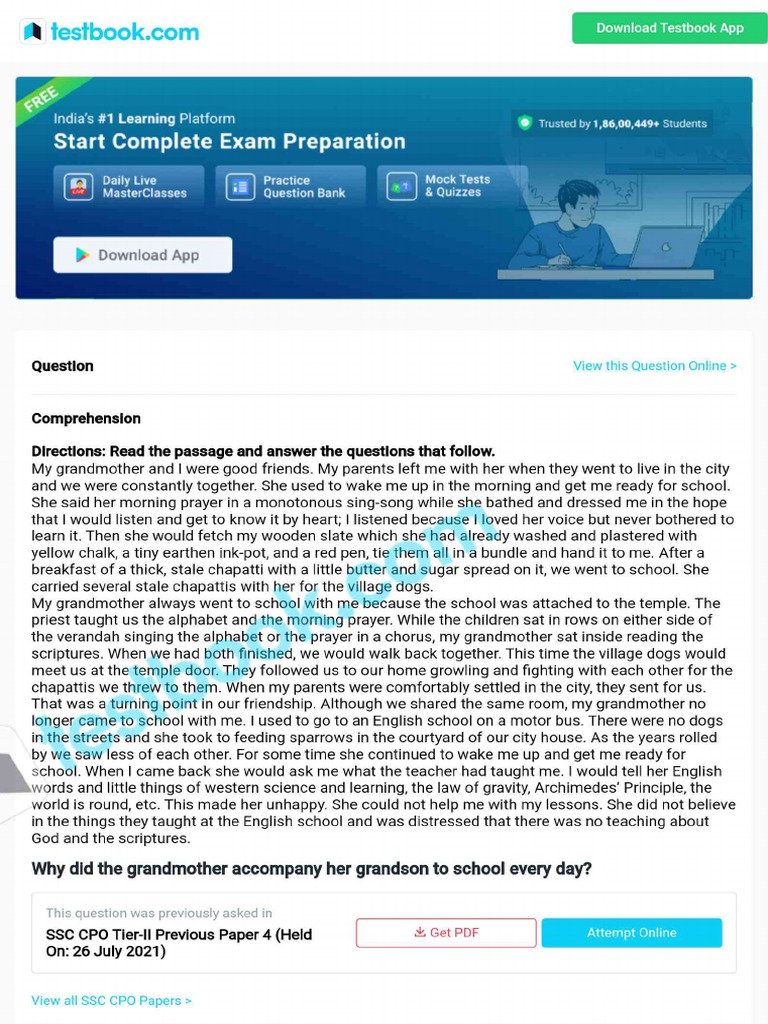 Why Did The Grandmother Her Grandson To