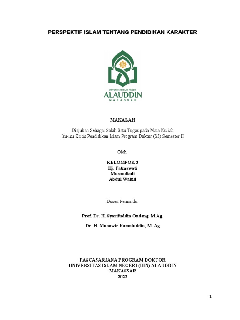 Pendidikan Karakter dalam Islam | PDF | Karier & Perkembangan | Sains ...