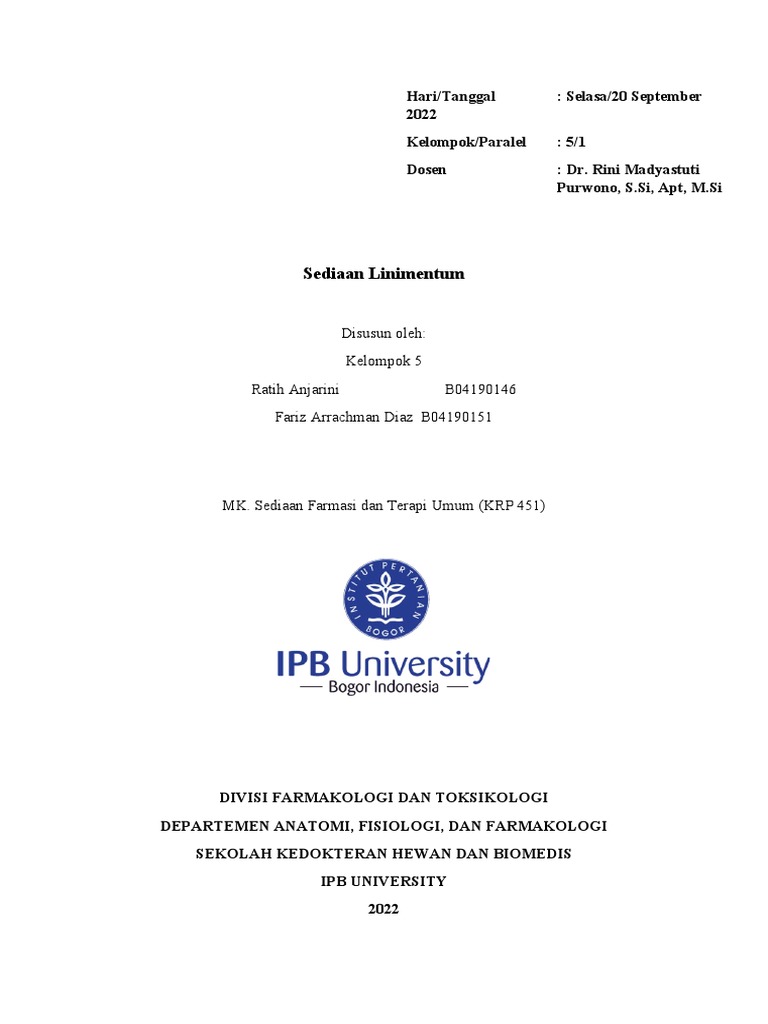 Pembuatan Linimentum untuk Scabies | PDF | Kesehatan Holistik | Sains ...