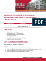 Course Unit: Bachelor of Science in Mechanical Engineering: Mechanical Engineering Laboratory 1