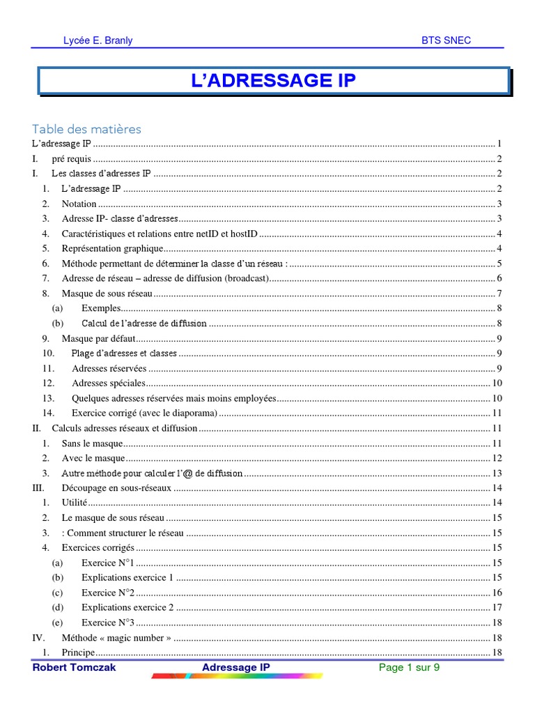 Comprendre l'Adressage IP | PDF | Adresse IP | Protocoles Internet