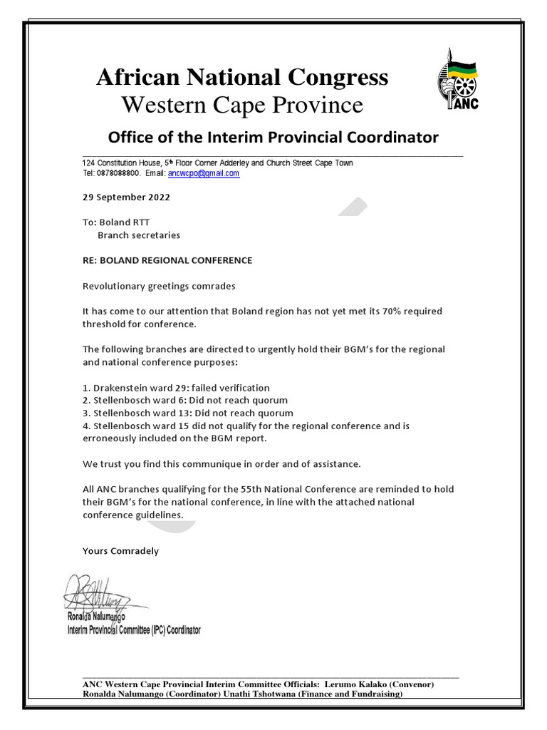 Letter To Boland RTT - 29 Sep | PDF | Business