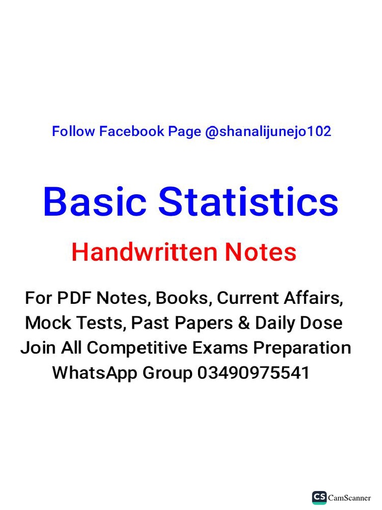 Free Handwritten Statistics Notes PDF | PDF