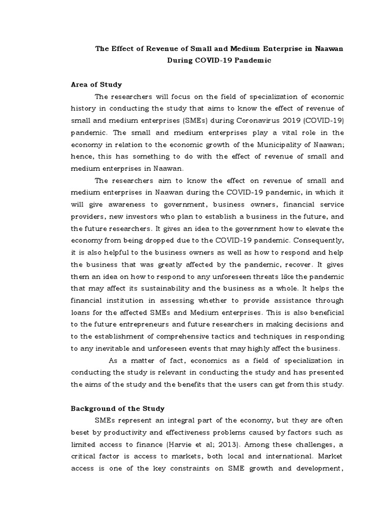 The Effect of Revenue of Small and Medium Enterprise in Naawan During ...
