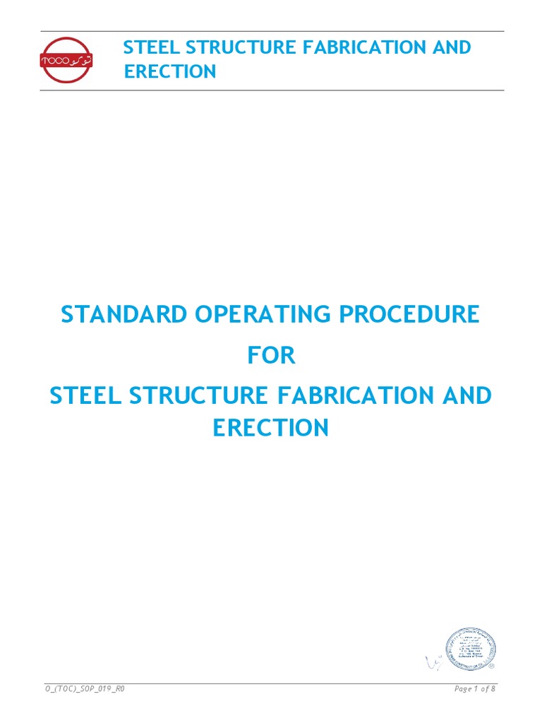 O - (TOC) - SOP - 019 - R0 - SOP For Steel Structure Fabrication and ...