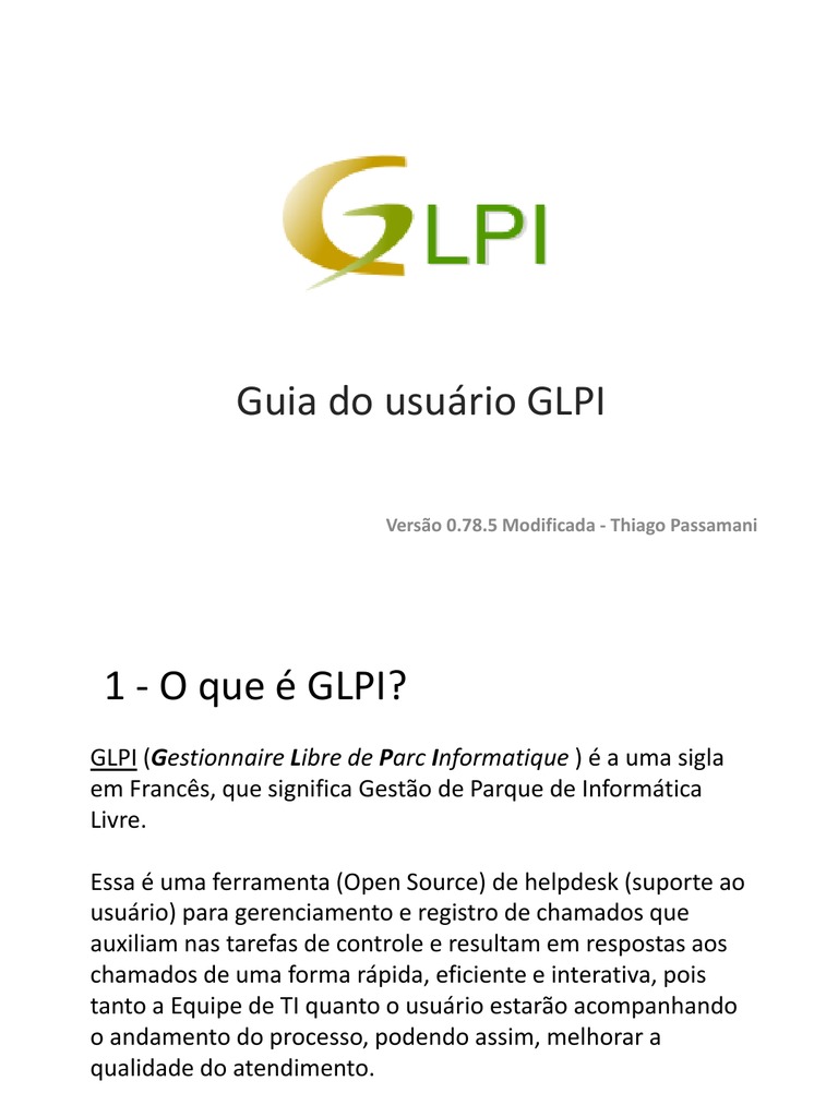 O que é GLPI e como utilizá-lo | PDF | Tecnologia da Informação ...