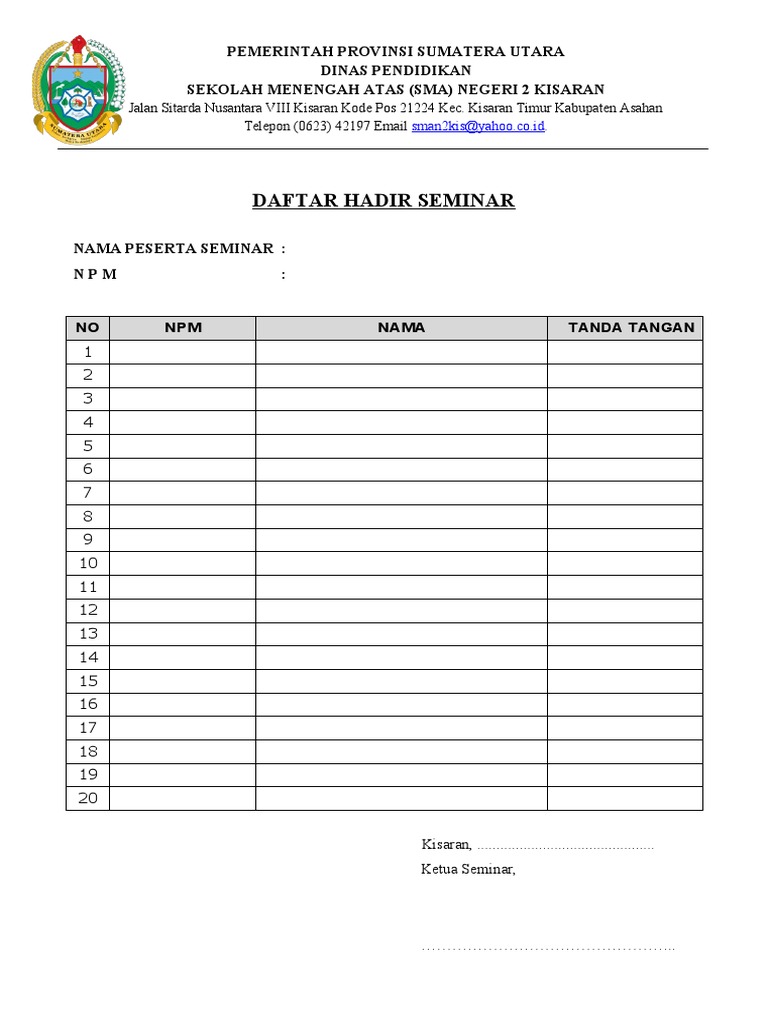 Daftar Hadir Seminar | PDF